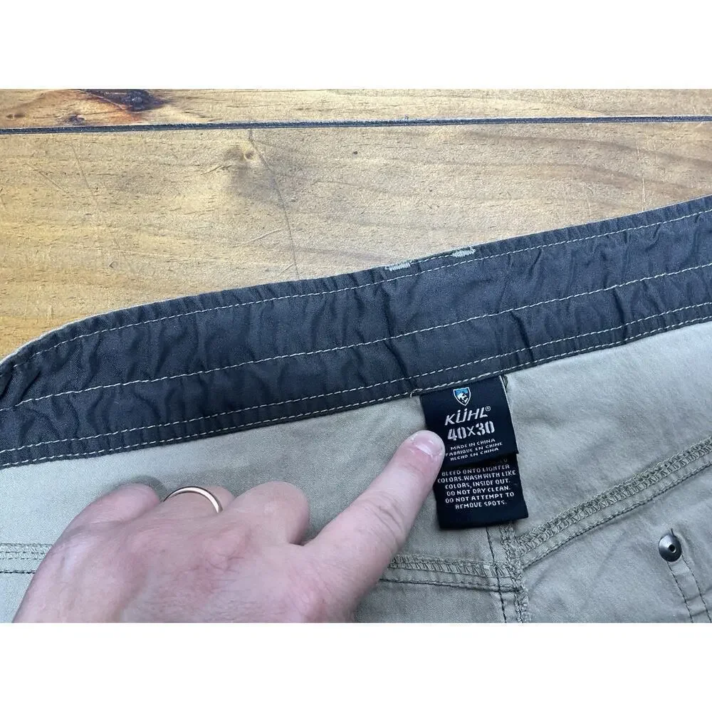 KUHL REVOLVR Mens Sz 40x30 Brown Cotton Stretch Outdoor Trail Pants